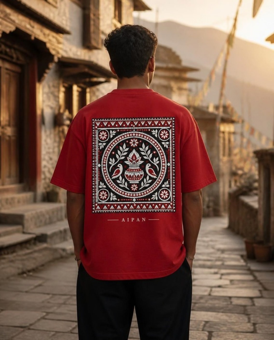 Model wearing the Aipan oversized t-shirt