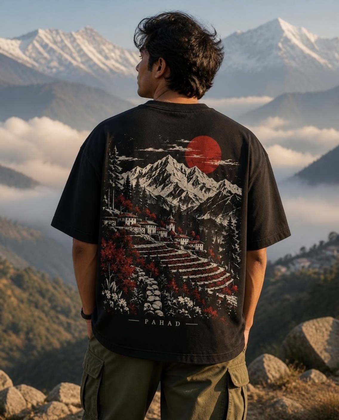 Model wearing the Pahad oversized t-shirt
